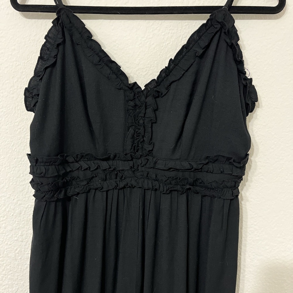 Altar'd State Black Ruffle Wide Leg Jumpsuit Women XL Y2K Boho Spaghetti Strap - Picture 5 of 7